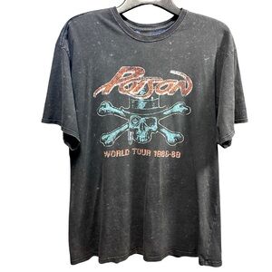 Poison Rock And Roll Graphic Stone Washed T Shirt World Tour 1988-89 Relaxed M